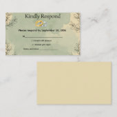 Sage Green Watercolor Botanical Wedding RSVP Card 名刺 (正面/裏面)
