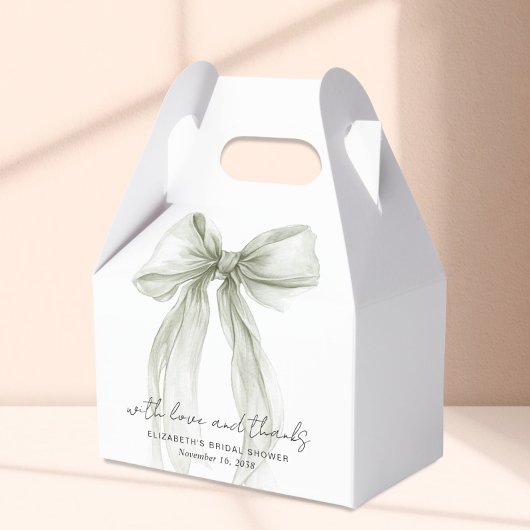Sage Green Watercolor Bow Bridal Shower Thank You フェイバーボックス