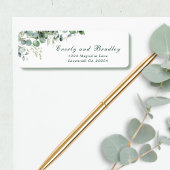Sage Green Watercolor Eucalyptus Emerald Script  ラベル