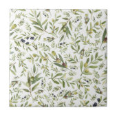 Sage Green Watercolor French Country Chic Olives タイル (正面)