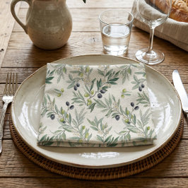 Sage Green Watercolor French Country Olive ナプキンクロス