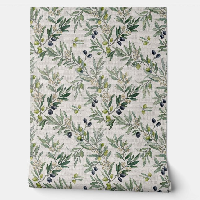 Sage Green Watercolor French Country Olive 壁紙 (ほどく)