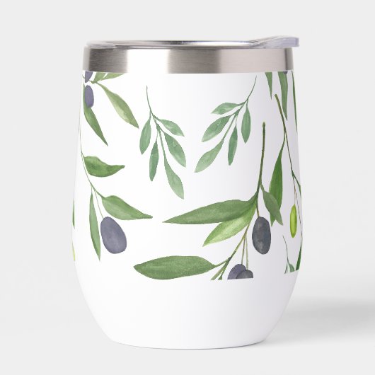 Sage Green Watercolor French Country Olive Pattern (左面)