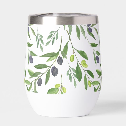 Sage Green Watercolor French Country Olive Pattern (背面)