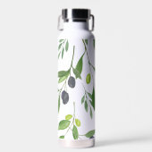 Sage Green Watercolor French Country Olive Pattern ウォーターボトル (正面)