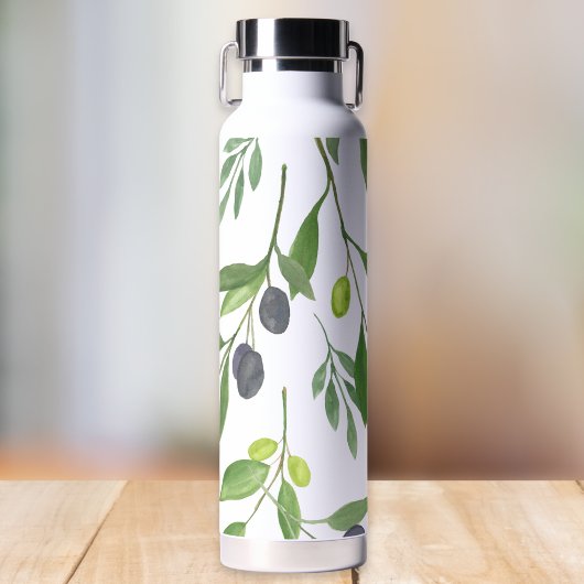 Sage Green Watercolor French Country Olive Pattern ウォーターボトル