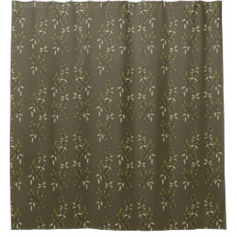 Sage Green Watercolor French Country Olive Pattern シャワーカーテン