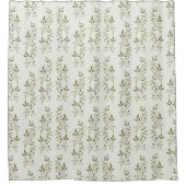 Sage Green Watercolor French Country Olive Pattern シャワーカーテン (正面)