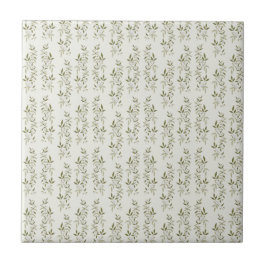 Sage Green Watercolor French Country Olive Pattern タイル