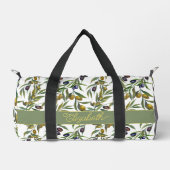 Sage Green Watercolor French Country Olive Pattern ダッフルバッグ (正面)