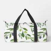 Sage Green Watercolor French Country Olive Pattern ダッフルバッグ (正面)