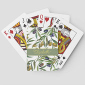 Sage Green Watercolor French Country Olive Pattern トランプ (裏面)
