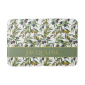 Sage Green Watercolor French Country Olive Pattern バスマット (正面)