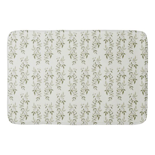 Sage Green Watercolor French Country Olive Pattern バスマット (正面)