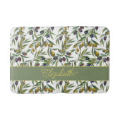 Sage Green Watercolor French Country Olive Pattern バスマット (正面)