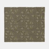 Sage Green Watercolor French Country Olive Pattern フリースブランケット (正面(横))