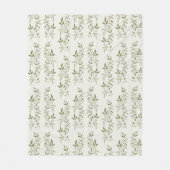 Sage Green Watercolor French Country Olive Pattern フリースブランケット (正面)