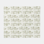 Sage Green Watercolor French Country Olive Pattern フリースブランケット (正面(横))