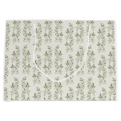 Sage Green Watercolor French Country Olive Pattern ラージペーパーバッグ (正面)
