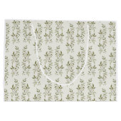 Sage Green Watercolor French Country Olive Pattern ラージペーパーバッグ (裏面)