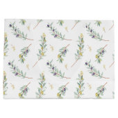 Sage Green Watercolor French Country Olive Pattern ラージペーパーバッグ (裏面)