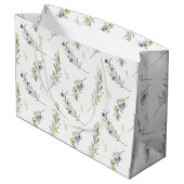 Sage Green Watercolor French Country Olive Pattern ラージペーパーバッグ (裏面アングル)