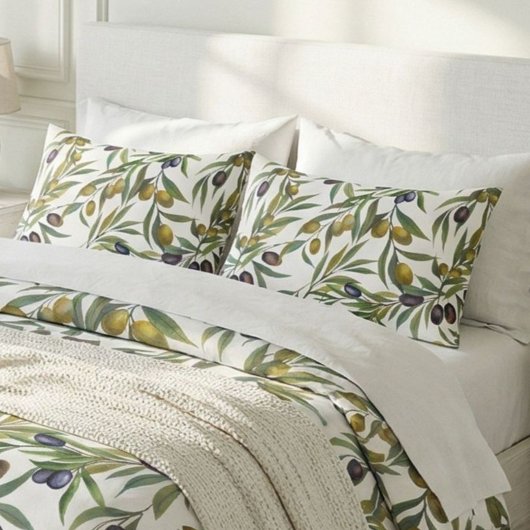 Sage Green Watercolor French Country Olive Pattern 枕カバー