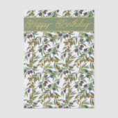 Sage Green Watercolor French Country Olive Pattern 薄葉紙 (正面)