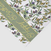 Sage Green Watercolor French Country Olive Pattern 薄葉紙 (詳細)