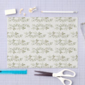 Sage Green Watercolor French Country Olive Pattern 薄葉紙 (クラフト)