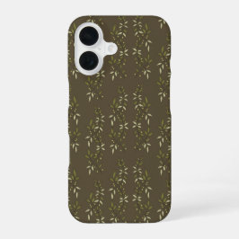 Sage Green Watercolor French Country Olive Pattern iPhone 16ケース