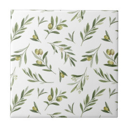 Sage Green Watercolor Olives タイル