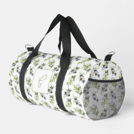 Sage Green Watercolor Olives Monogram ダッフルバッグ