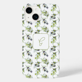 Sage Green Watercolor Olives Name Case-Mate iPhone 14ケース