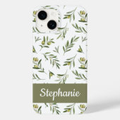 Sage Green Watercolor Olives Name Case-Mate iPhoneケース (裏面)