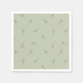 Sage Green Watercolor Rose Bud スタンダードカクテルナプキン (正面)