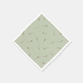 Sage Green Watercolor Rose Bud スタンダードカクテルナプキン (角)