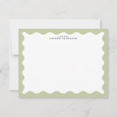Sage Green Wavy Frame Note Card 招待状 (正面)