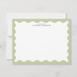 Sage Green Wavy Frame Note Card 招待状