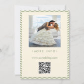 Sage Green Wavy Stripe QR Code Photo Wedding 招待状 (裏面)