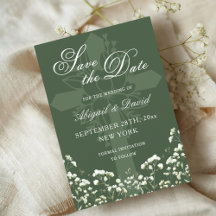 Sage Green Weddingでの赤ちゃんの息の日付を保存