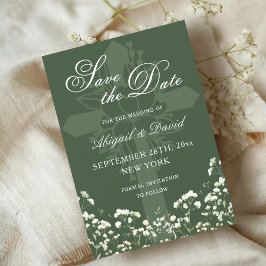 Sage Green Weddingでの赤ちゃんの息の日付を保存 セーブザデート