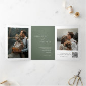 Sage Green Weddingエレガント RSVP詳細写真 三つ折り招待状 (内部)