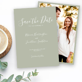 Sage Green Weddingミニマル Save The Date セーブザデート