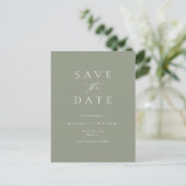 Sage Green Weddingモダン Save The Date ポストカード (スタンド正面)