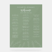 Sage Green Wedding Alphabetical Seating Chart  アクリルサイン (正面)