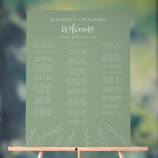 Sage Green Wedding Alphabetical Seating Chart  アクリルサイン (ニュートラル)