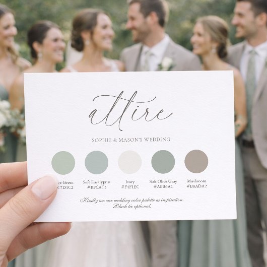 Sage Green Wedding Attire Card with Neutral Color 招待状