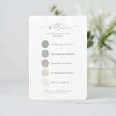Sage Green Wedding Attire Color Palette Card  招待状 (スタンド正面)
