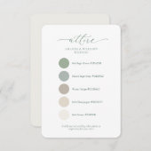 Sage Green Wedding Attire Color Palette Card  招待状 (正面/裏面)